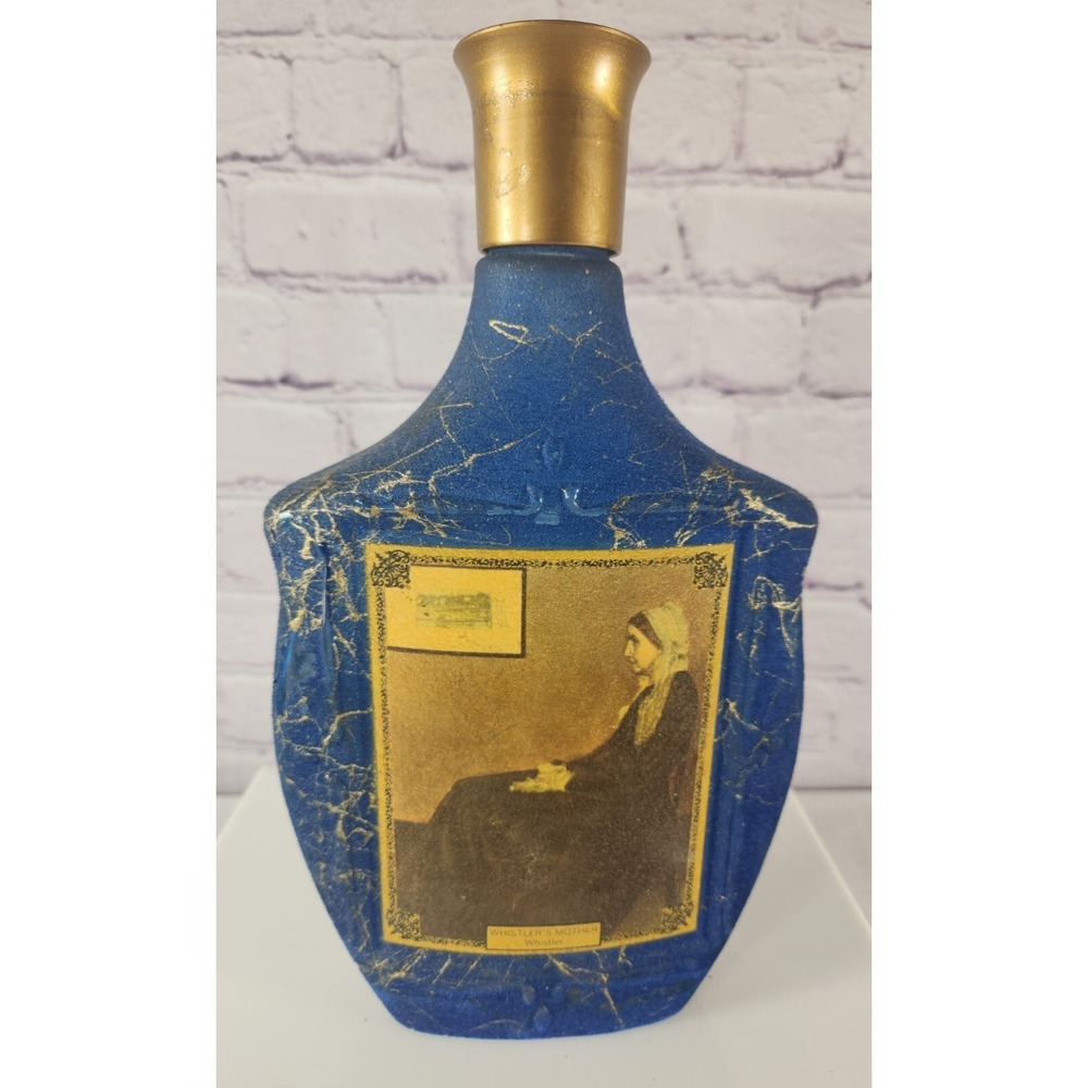 1968 Jim Beam "Whistler's Mother" Vintage Blue Felt Covered EMPTY